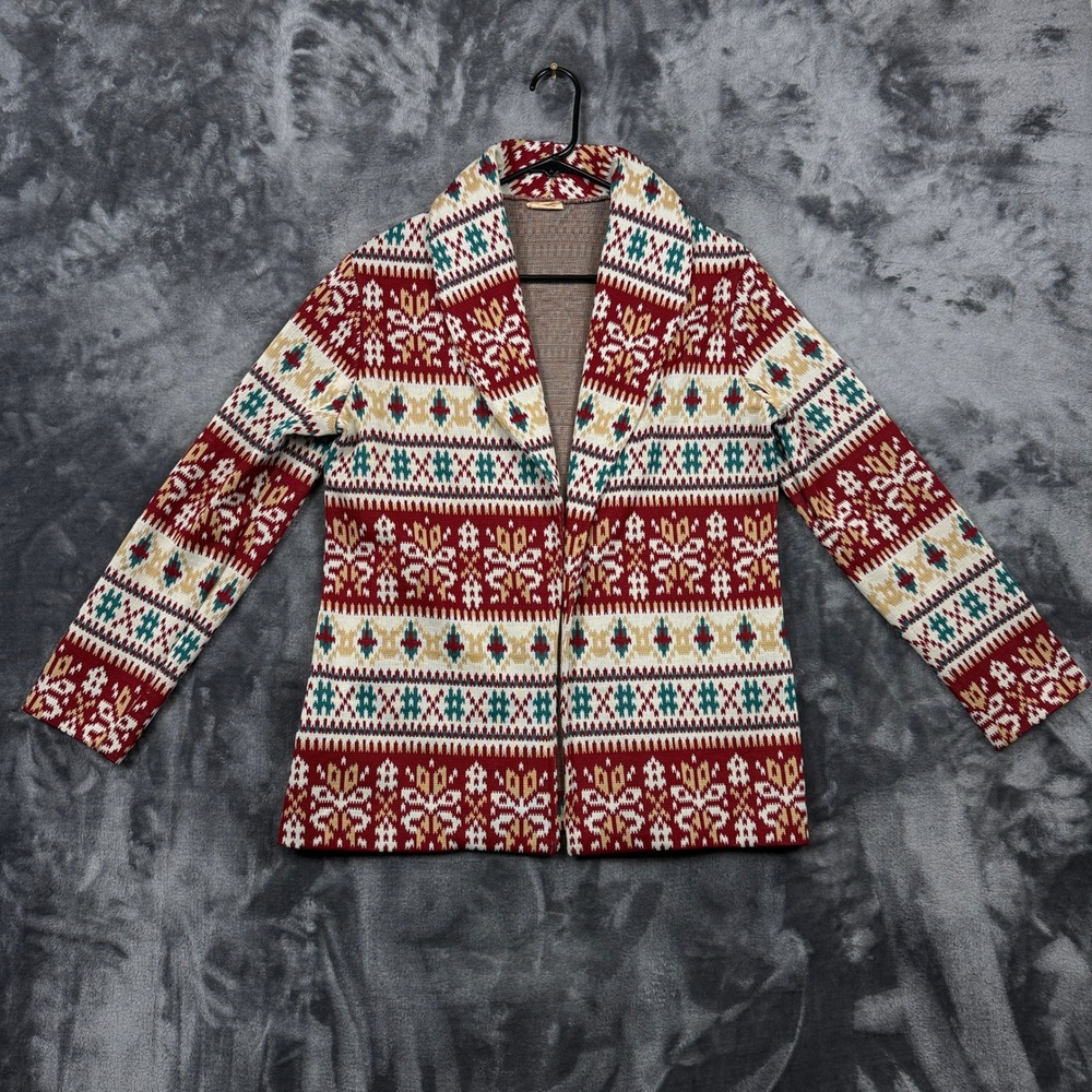 Jane Colby Cardigan Sweater Womens Medium Multi Color Vintage Fair Isle Shawl